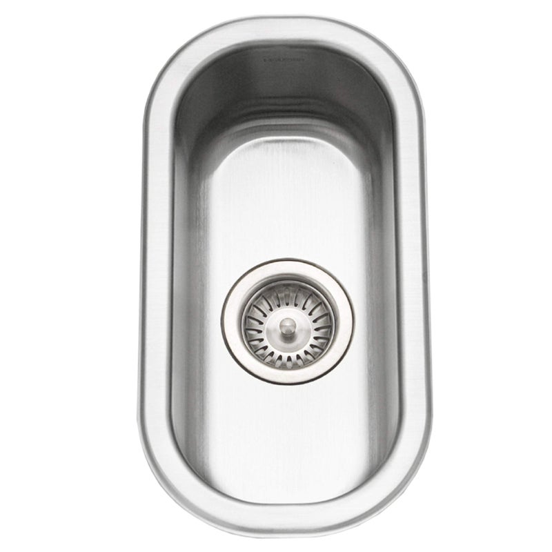 Houzer CS-1105-1 Club Series Undermount Bar Prep Sink, Basket Strainer Included, 9.25" x 18" x 5.5"D, Stainless Steel - Image 1