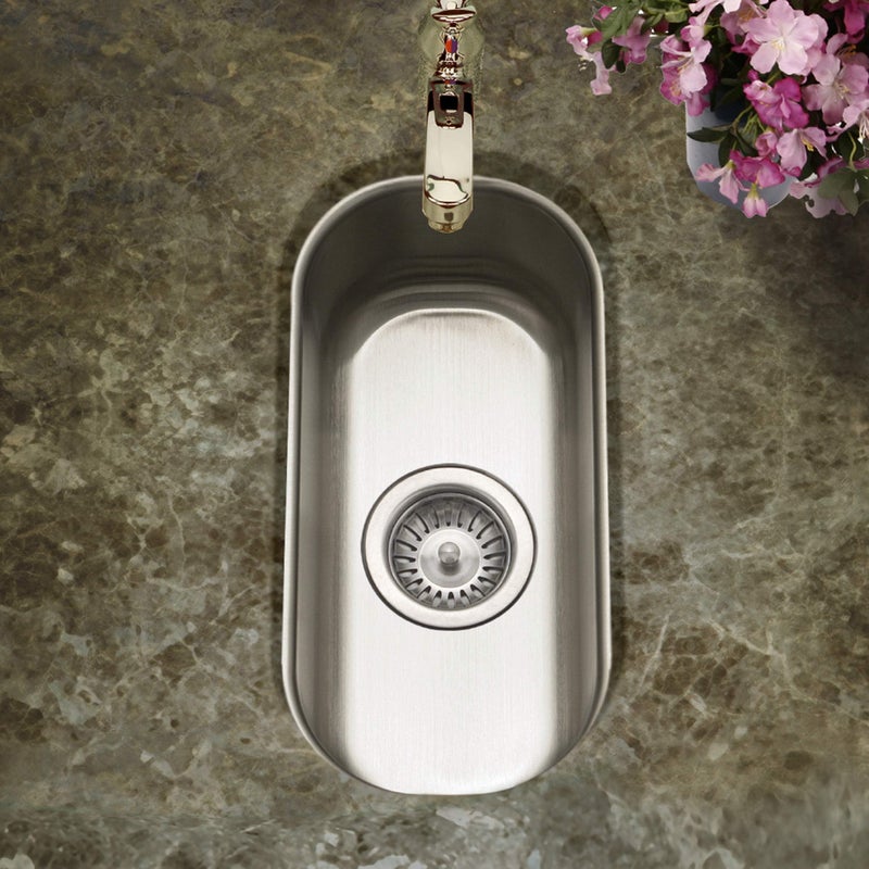 Houzer CS-1105-1 Club Series Undermount Bar Prep Sink, Basket Strainer Included, 9.25" x 18" x 5.5"D, Stainless Steel - Image 2