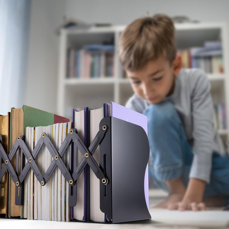 Officemate Adjustable Bookends, Expandable 4"-18", Black. - Image 4