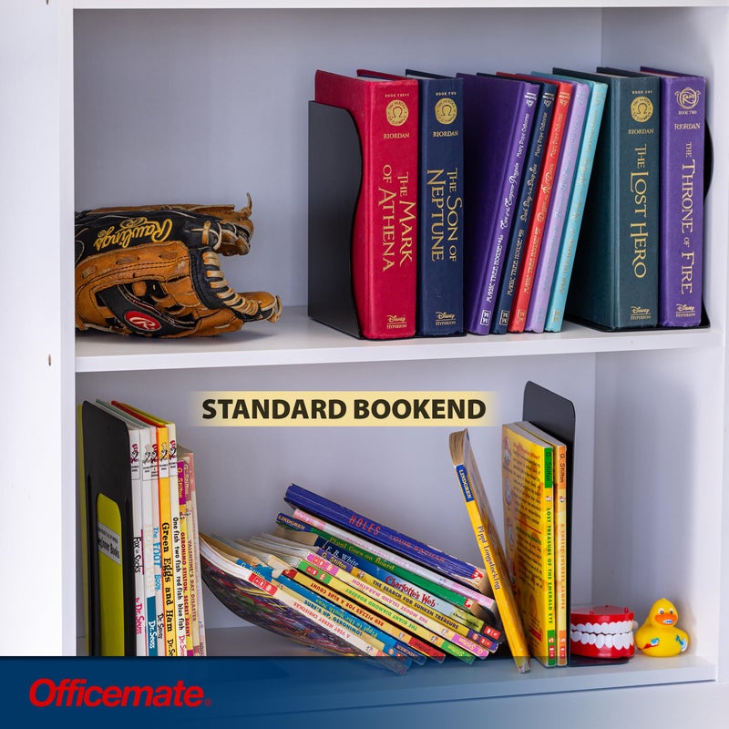 Officemate Adjustable Bookends, Expandable 4"-18", Black. - Image 2