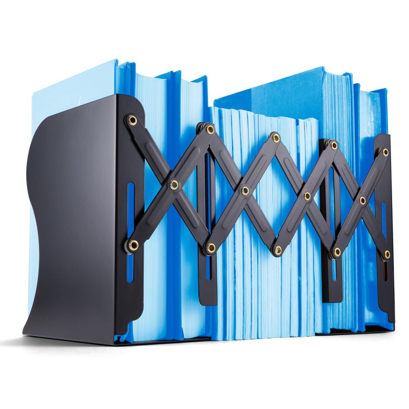 Officemate Adjustable Bookends, Expandable 4"-18", Black. - Image 1