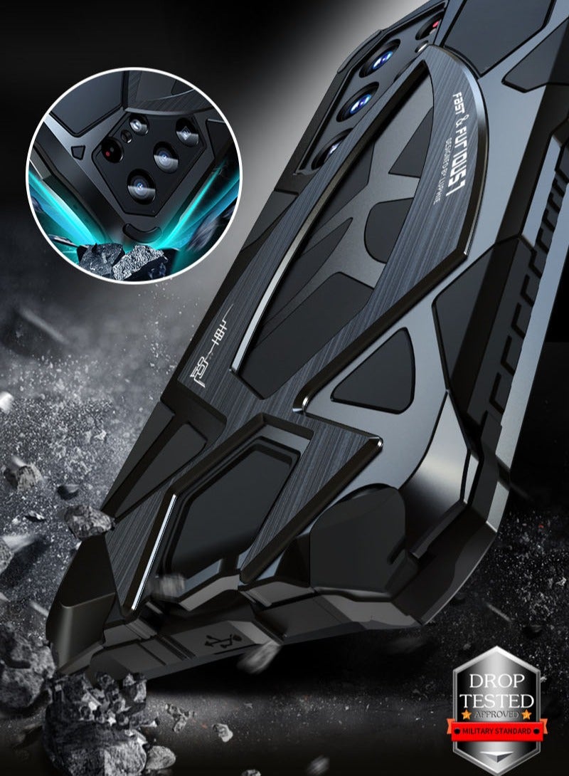 Samsung Galaxy S25 Ultra 5G Anti-shock Protective Armor High Case Hybrid Metal and Silicone Phone Case - Image 4