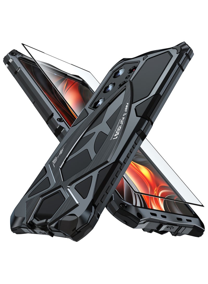 Samsung Galaxy S25 Ultra 5G Anti-shock Protective Armor High Case Hybrid Metal and Silicone Phone Case - Image 1