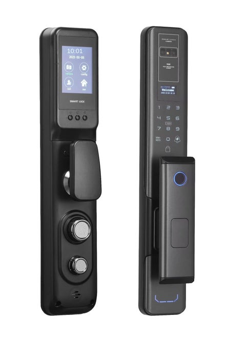 Smart Security Door Lock – Built-in Camera & Remote Control via Mobile | Multiple Unlock Options (Fingerprint / Code / Card)