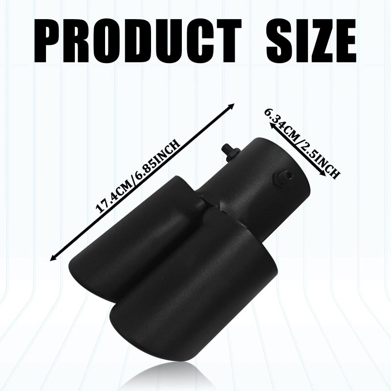 Eponcia Dual Exhaust Tip 2.5" Inlet, Escapes Deportivos Para Carro, Car Exhaust Tip Pipe Double Outlet Straight Muffler Tailpipe Tips with Screw, Bolt-on Exhausts Pipe Modification Accessories(Black) - Image 2