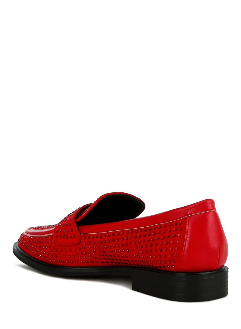 London Rag Rhinestones Embellished Loafers in Red  - Image 3