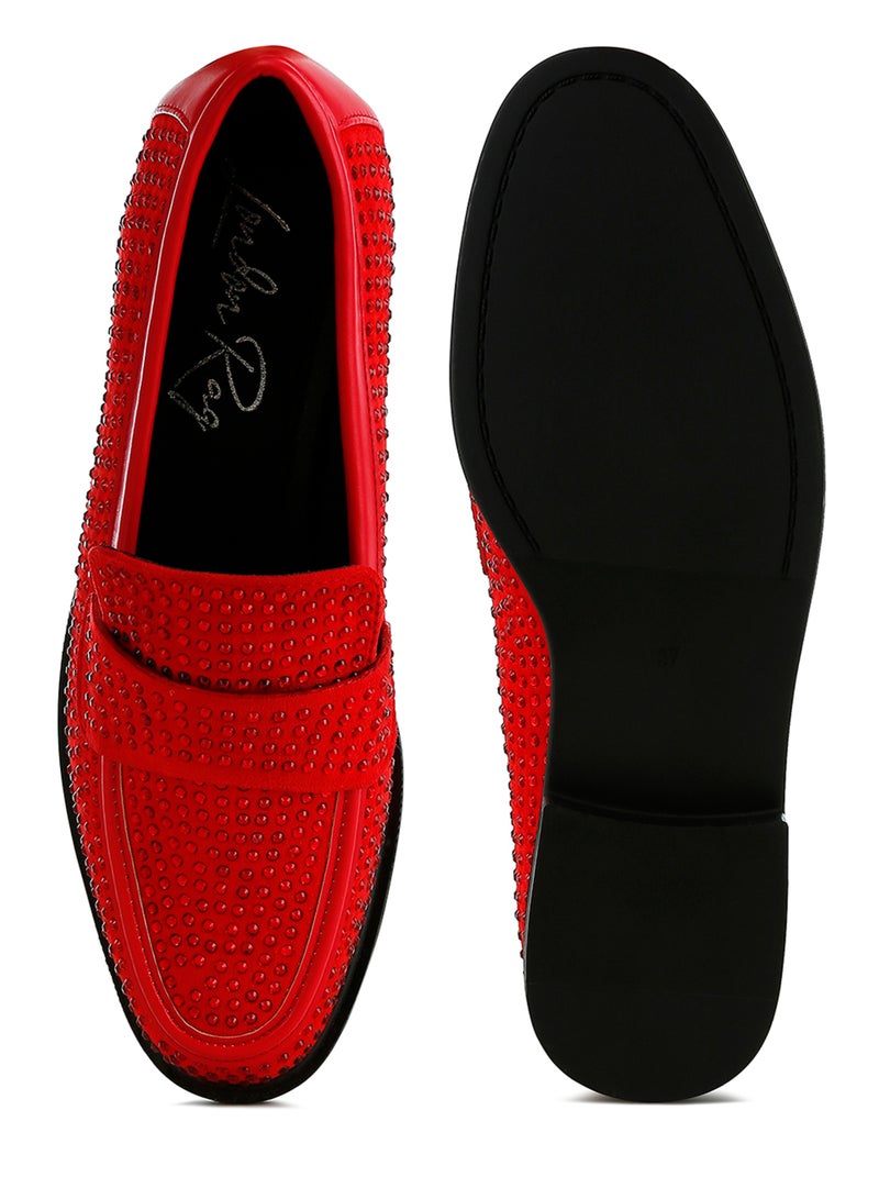 London Rag Rhinestones Embellished Loafers in Red  - Image 4