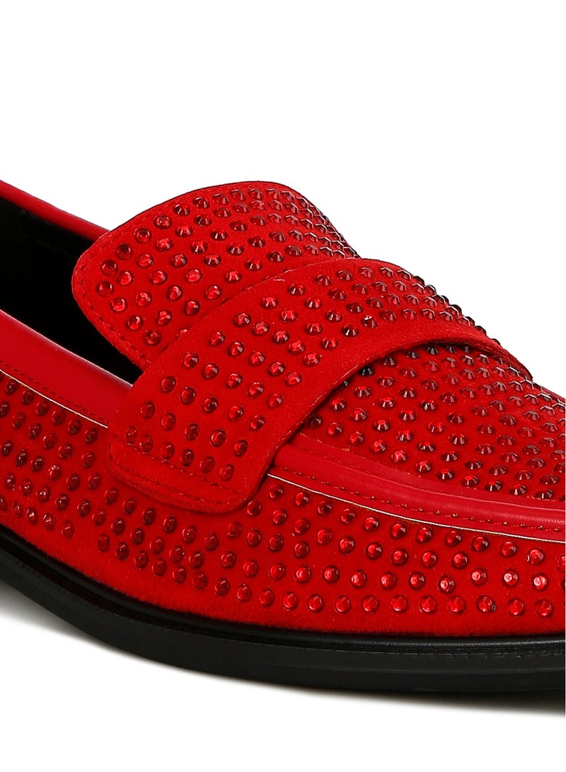 London Rag Rhinestones Embellished Loafers in Red  - Image 5