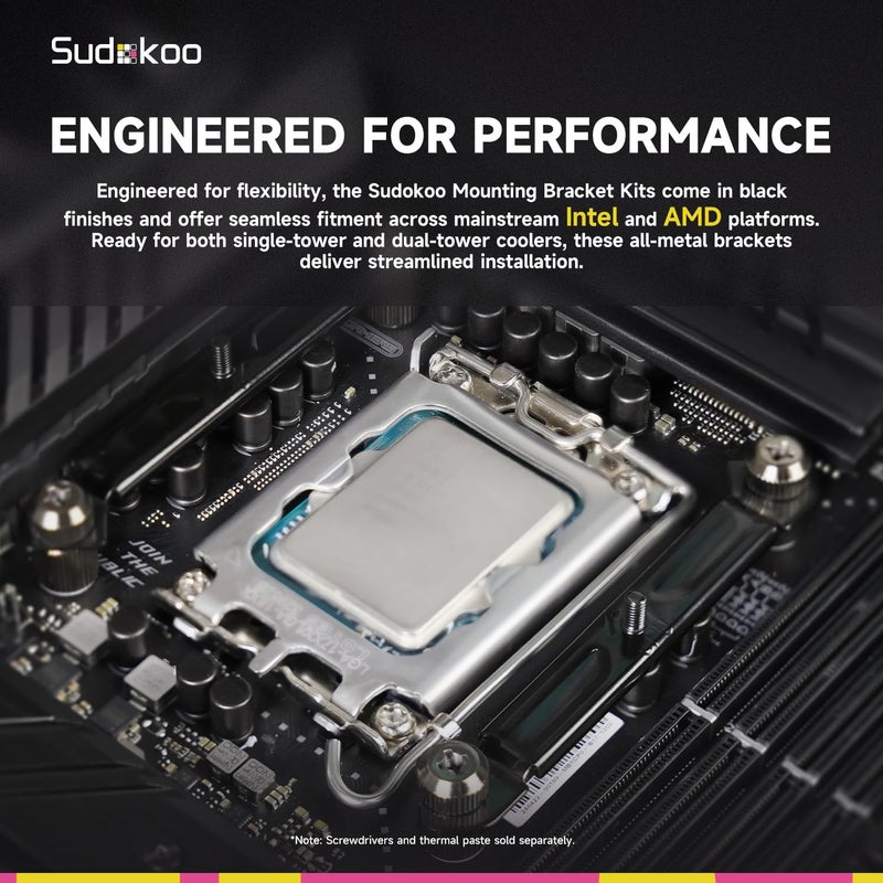 حامل مبرد وحدة المعالجة المركزية Sudokoo لسلسلة SK700: مجموعة حامل تركيب المبرد الهوائي لـ AM4، AM5، Intel LGA 1851/1700/1200/115X - إطار ثابت مضاد للانحناء للمبرد - Image 4