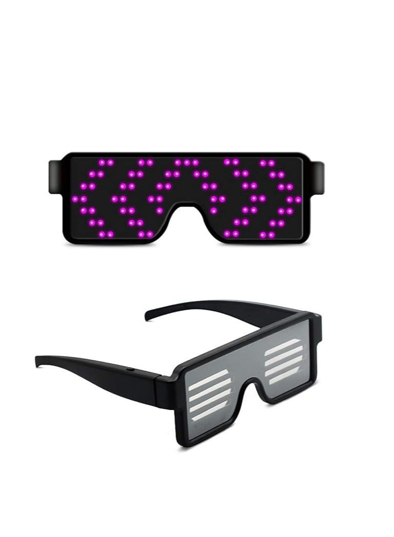 Wireless LED Glowing Glasses, Party Favor Glasses, USB Rechargeable LED Light Up Glasses with Flashing Neon, 11 Patterns LED Luminous Eyeglasses for Parties, Nightclub, , Concerts  - Image 1