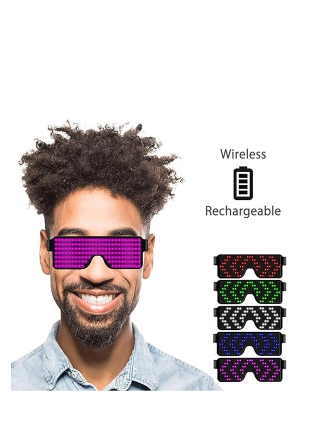 Wireless LED Glowing Glasses, Party Favor Glasses, USB Rechargeable LED Light Up Glasses with Flashing Neon, 11 Patterns LED Luminous Eyeglasses for Parties, Nightclub, , Concerts  - Image 4