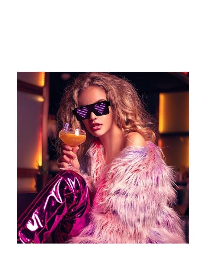 Wireless LED Glowing Glasses, Party Favor Glasses, USB Rechargeable LED Light Up Glasses with Flashing Neon, 11 Patterns LED Luminous Eyeglasses for Parties, Nightclub, , Concerts  - Image 2