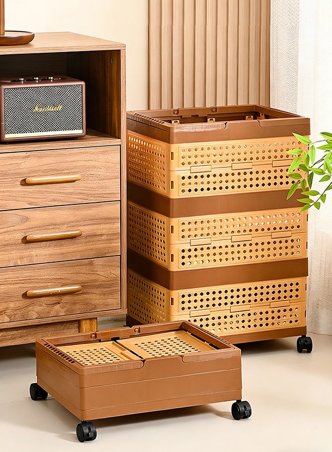 RollsTimi  Foldable 3 Tier Storage Basket with Wheels & Handles – Portable Storage Boxes, Multi Functional Storage Bin for Bedroom, Dorm, Bathroom,Toy Storage - Image 1