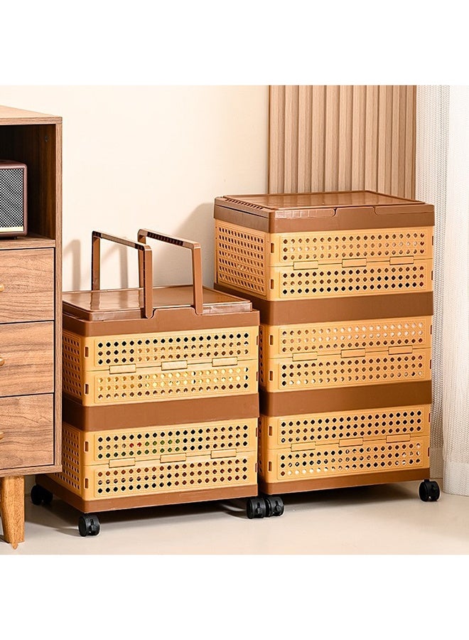 RollsTimi  Foldable 3 Tier Storage Basket with Wheels & Handles – Portable Storage Boxes, Multi Functional Storage Bin for Bedroom, Dorm, Bathroom,Toy Storage - Image 3