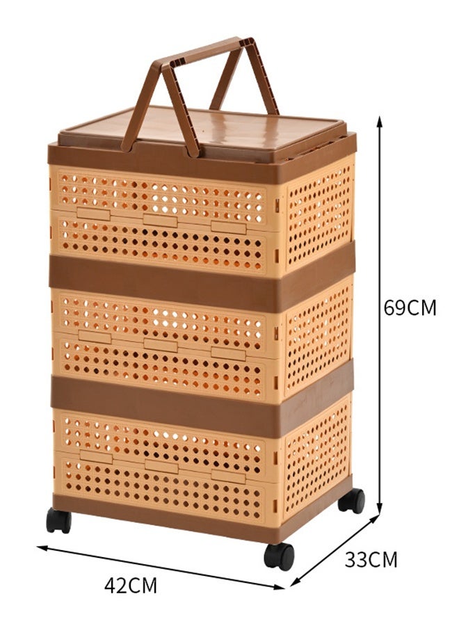 RollsTimi  Foldable 3 Tier Storage Basket with Wheels & Handles – Portable Storage Boxes, Multi Functional Storage Bin for Bedroom, Dorm, Bathroom,Toy Storage - Image 5
