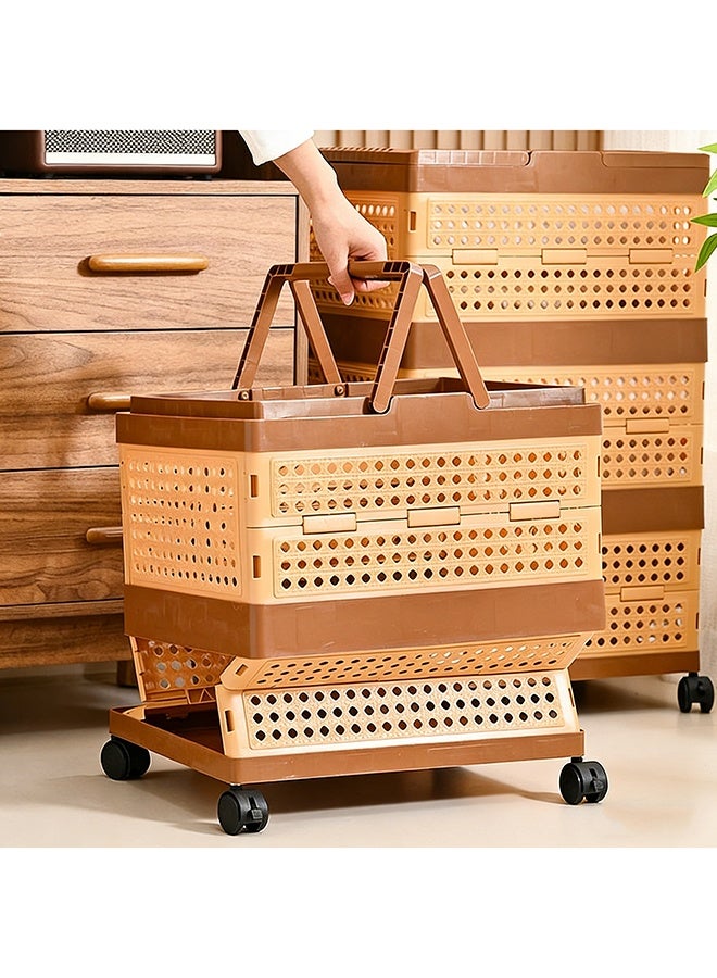 RollsTimi  Foldable 3 Tier Storage Basket with Wheels & Handles – Portable Storage Boxes, Multi Functional Storage Bin for Bedroom, Dorm, Bathroom,Toy Storage - Image 4