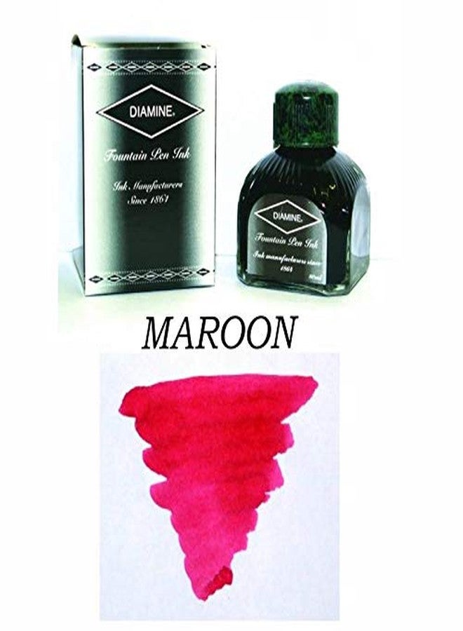 DIAMINE FOUNTAIN PEN BOTTLED INK, MAROON 80 ML