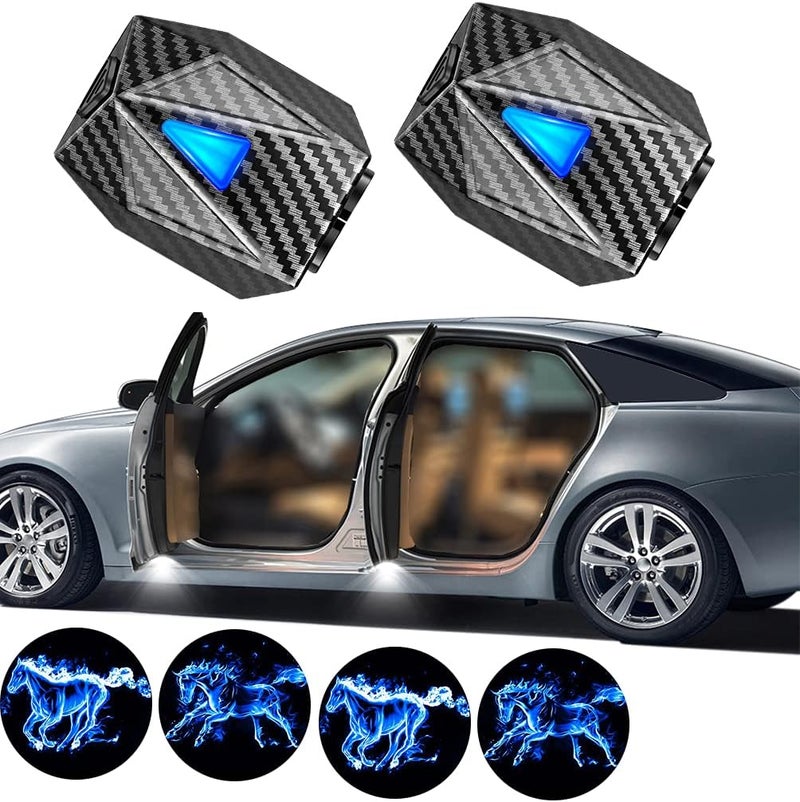LZLRUN Animated Projection Welcome Light - Running Ice Fire Horse LED Light for Car - Image 1