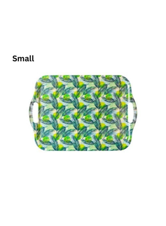 صينية تقديم للمطبخ أو غرفة الطعام من الميلامين بمقابض للمشروبات والوجبات الخفيفة أو الوجبات صغيرة خضراء - Image 2