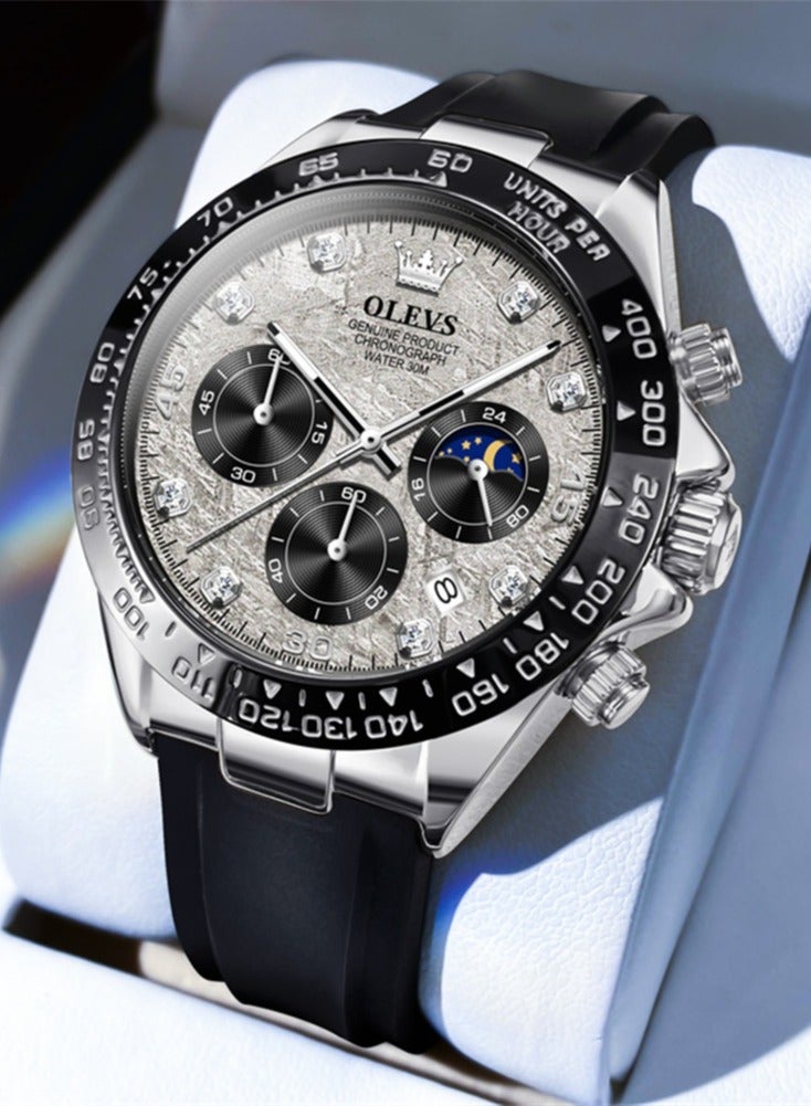 OLEVS Luxury Men Watch Quartz Man Watches Waterproof Luminous Top Brand Watch for Men Diamond Moon Phase Analog Quartz Male Wrist Watches for Men Waterproof Luminous - Image 1