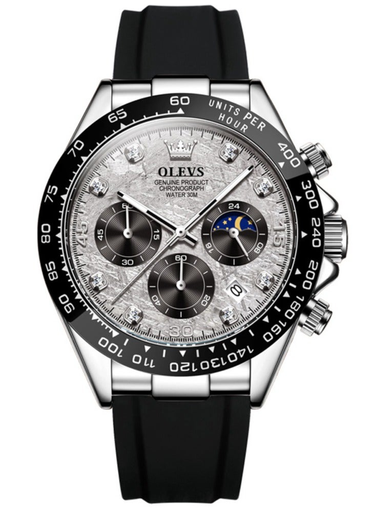 OLEVS Luxury Men Watch Quartz Man Watches Waterproof Luminous Top Brand Watch for Men Diamond Moon Phase Analog Quartz Male Wrist Watches for Men Waterproof Luminous - Image 2