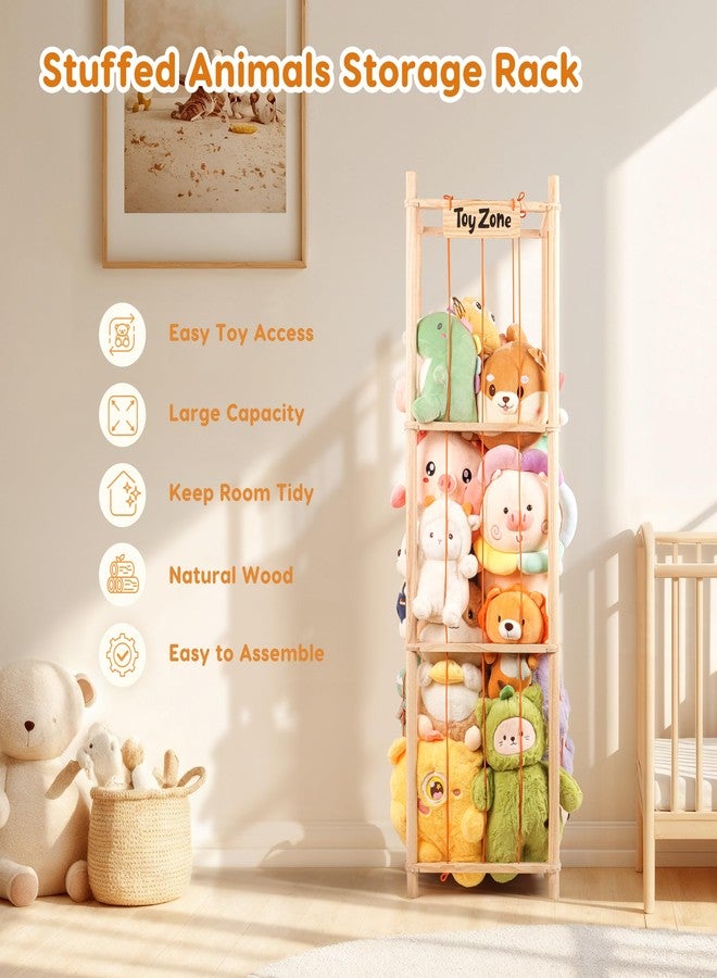 ISIMEE Wooden Stuffed Animal Storage for over 40 Plush Toys, 15.7×15.7×52.4 in - Image 2
