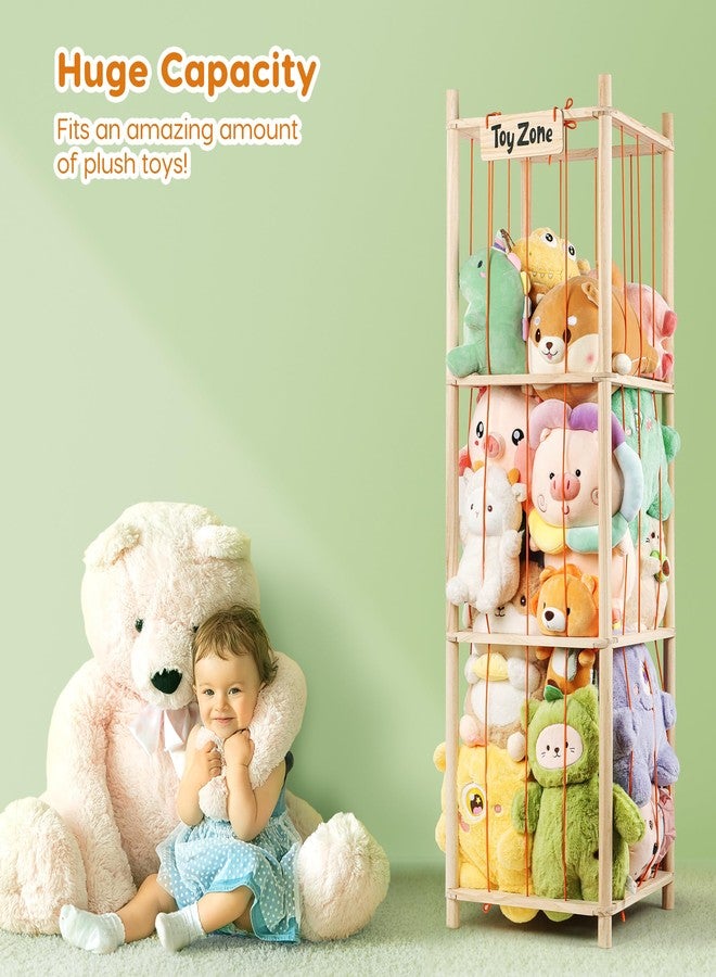 ISIMEE Wooden Stuffed Animal Storage for over 40 Plush Toys, 15.7×15.7×52.4 in - Image 4