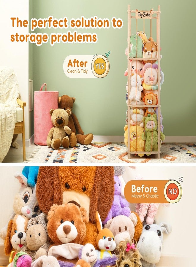 ISIMEE Wooden Stuffed Animal Storage for over 40 Plush Toys, 15.7×15.7×52.4 in - Image 5