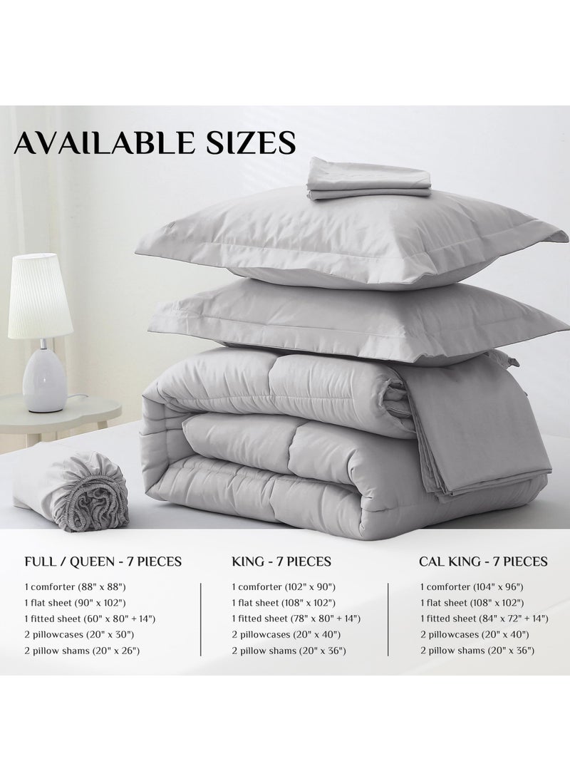 JOLLYVOGUE JOLLYVOGUE Full Size Comforter Set  Ultra-Soft Full Size Bed Set  Full Comforter Sets  7-Piece Bed in a Bag  Goose Down Alternative  Oeko-TEX Certified  Sheets & Pillowcases  - Image 5