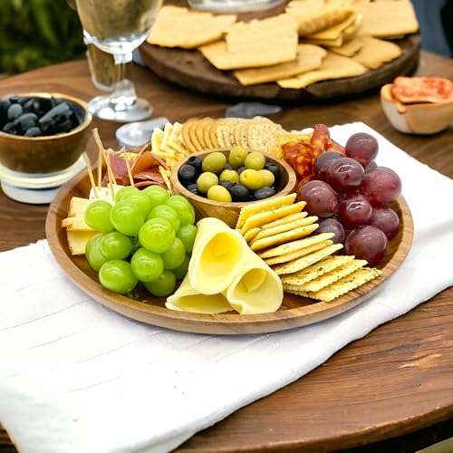 WRIGHTMART Acacia Wooden Plates – Set of 4, 12” Round Dinner & Charger Plates, Rustic Handcrafted Tableware for Charcuterie, BBQ, Farmhouse Dining, or Gift - Image 4