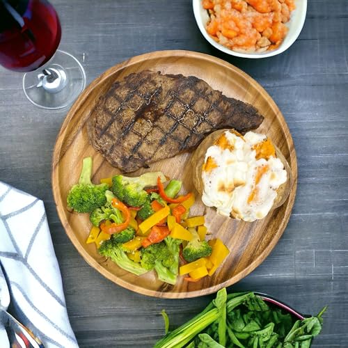 WRIGHTMART Acacia Wooden Plates – Set of 4, 12” Round Dinner & Charger Plates, Rustic Handcrafted Tableware for Charcuterie, BBQ, Farmhouse Dining, or Gift - Image 2