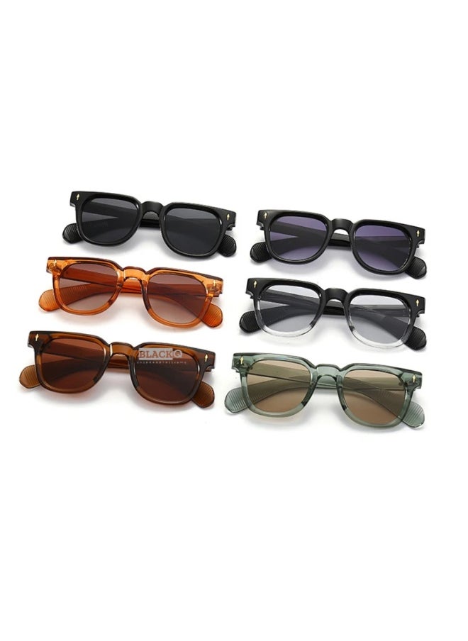 Generic - Retro Square Men Rivets Sunglasses Shades UV400 Fashion Women Green Sun Glasses Lentes De Sol Para Hombre Gafas De Sol-Lenses Color:Orange tea gradient-Frame Color:As the picture - Image 1