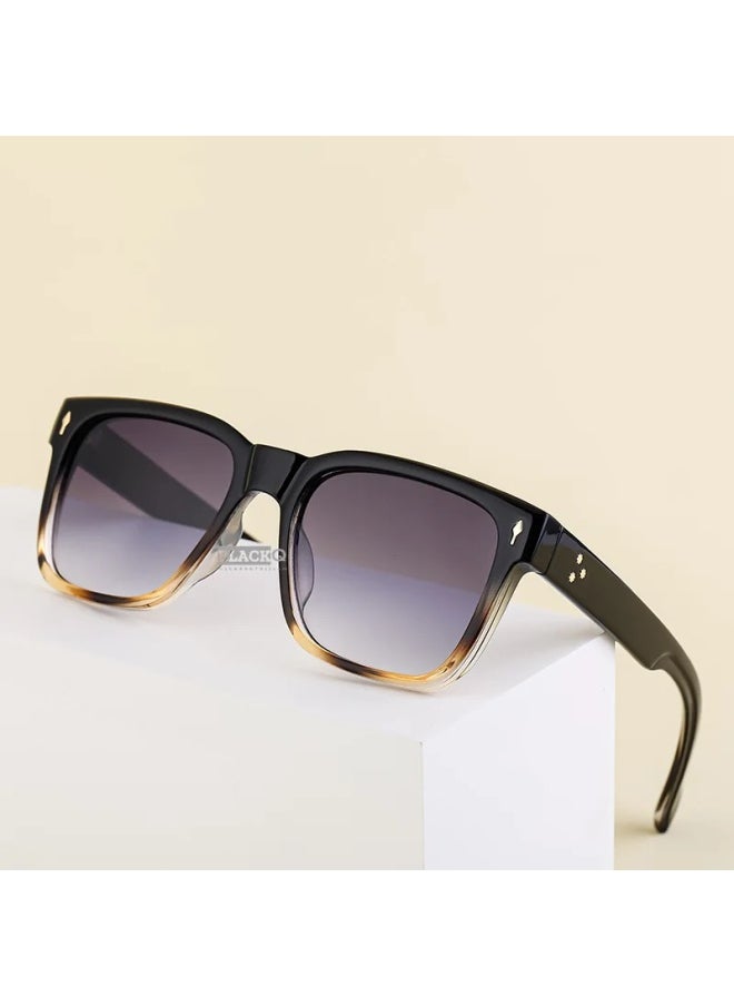 Generic - Retro Square Men Rivets Sunglasses Shades UV400 Fashion Women Green Sun Glasses Lentes De Sol Para Hombre Gafas De Sol-Lenses Color:Orange tea gradient-Frame Color:As the picture - Image 1