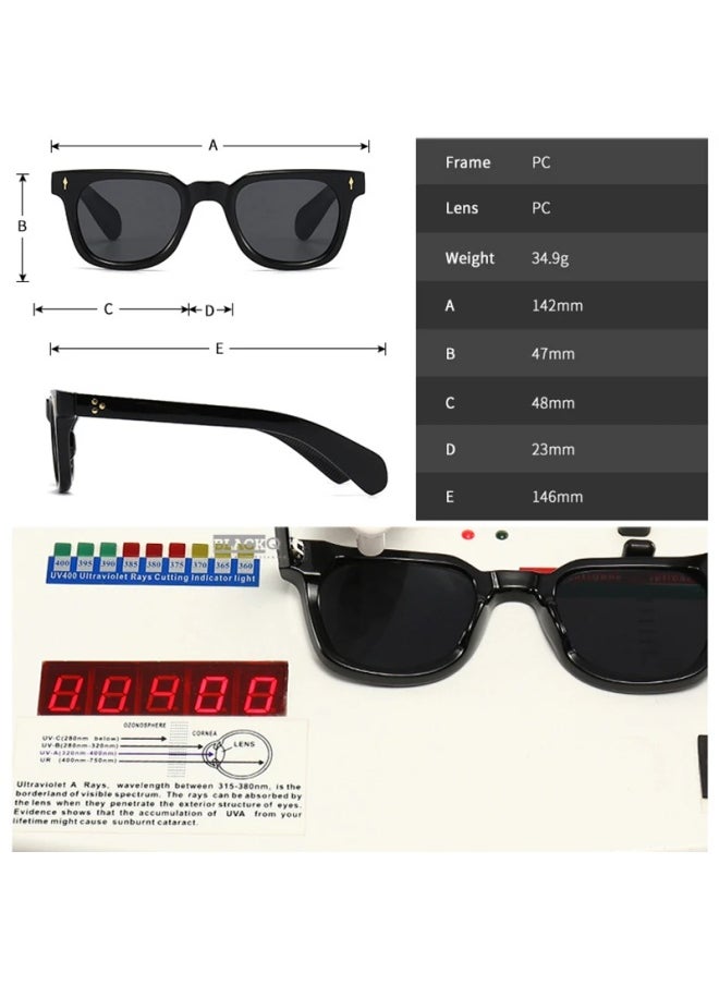 Generic - Retro Square Men Rivets Sunglasses Shades UV400 Fashion Women Green Sun Glasses Lentes De Sol Para Hombre Gafas De Sol-Lenses Color:Orange tea gradient-Frame Color:As the picture - Image 1