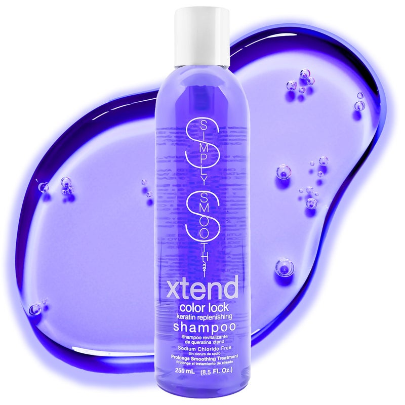 Simply Smooth Xtend Keratin Replenishing Color Lock Shampoo - Made with Anti-Color Fade - Collagen Soothing, Moisturizing, Daily Haircare Shampoo for All Hair Types - Sodium Chloride Free - 8.5 Oz - Image 1