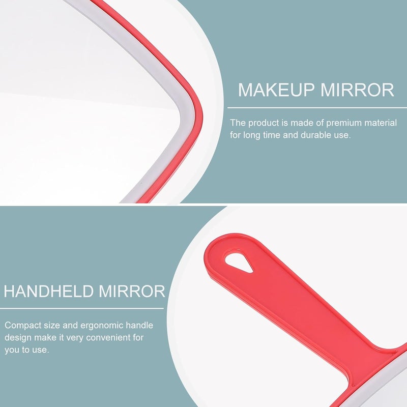 2pcs Portable Compact Hand Vanity Mirrors with Plastic Handle, Lightweight Makeup Accessories for Travel and Home Use - Image 3