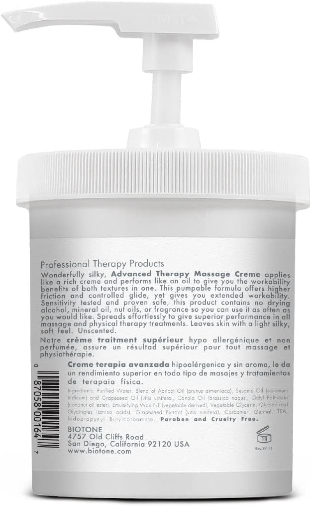 Biotone كريم تدليك بيوتون المتقدم للعلاج خالي من المواد المسببة للحساسية وخالي من العطور مثالي للانزلاق وسهولة العمل أقل إعادة تطبيقات لمسة غير دهنية - Image 2