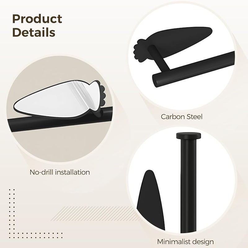 2 قطعة من خطافات القبعة الفولاذية اللاصقة السوداء، رف مثبت على الحائط منظّم - Image 4