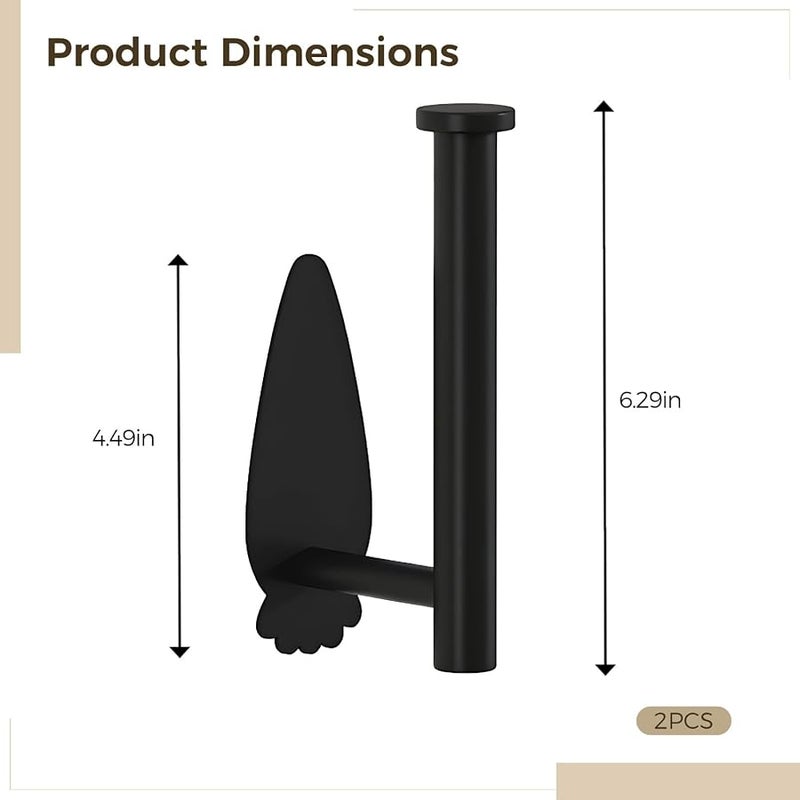2 قطعة من خطافات القبعة الفولاذية اللاصقة السوداء، رف مثبت على الحائط منظّم - Image 3
