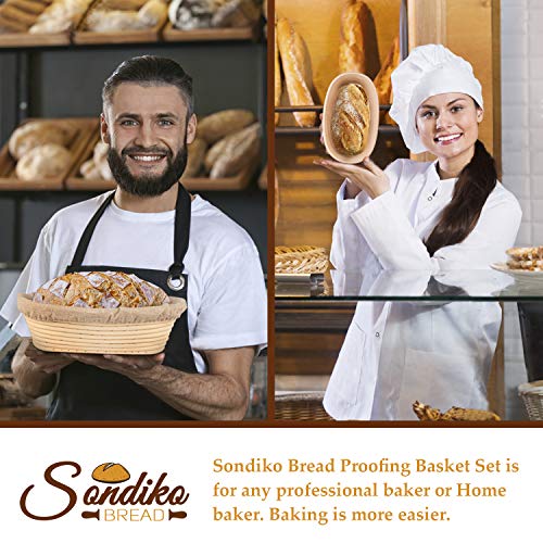 Sondiko Oval Bread Proofing Basket, Handmade Sourdough Bread Baking Supplies, Banneton Bread Proofing Basket Brotform with Proofing Cloth Liner for Sourdough Bread, Baking - Image 5
