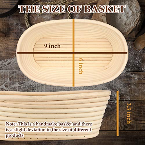 Sondiko Oval Bread Proofing Basket, Handmade Sourdough Bread Baking Supplies, Banneton Bread Proofing Basket Brotform with Proofing Cloth Liner for Sourdough Bread, Baking - Image 2