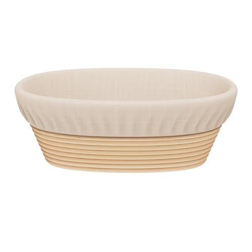 Sondiko Oval Bread Proofing Basket, Handmade Sourdough Bread Baking Supplies, Banneton Bread Proofing Basket Brotform with Proofing Cloth Liner for Sourdough Bread, Baking - Image 1