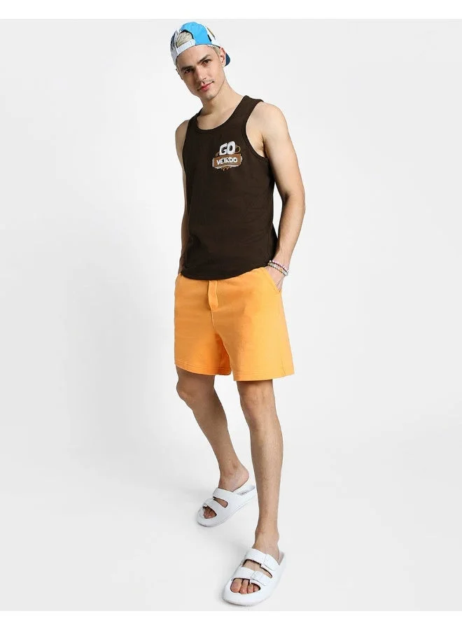 فيردو Veirdo® Pure Cotton Sleeveless Regular Fit Front Pocket Print Placement Scoop Neck Vest for Men & Boys (Available Colors: Swan White, Brown, Black & Royal Blue) (VDVMTW03000059_M)