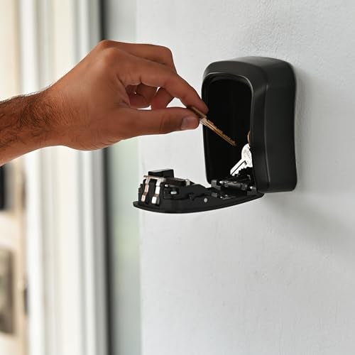 Iron Lock® Wall Mount Key Lock Box for Keys 4 Digit Combination with Resettable Code with A B Switch Indoor Outdoor Waterproof House Key lockbox for Spare House Keys 5 Capacity (Medium, Black) - Image 3