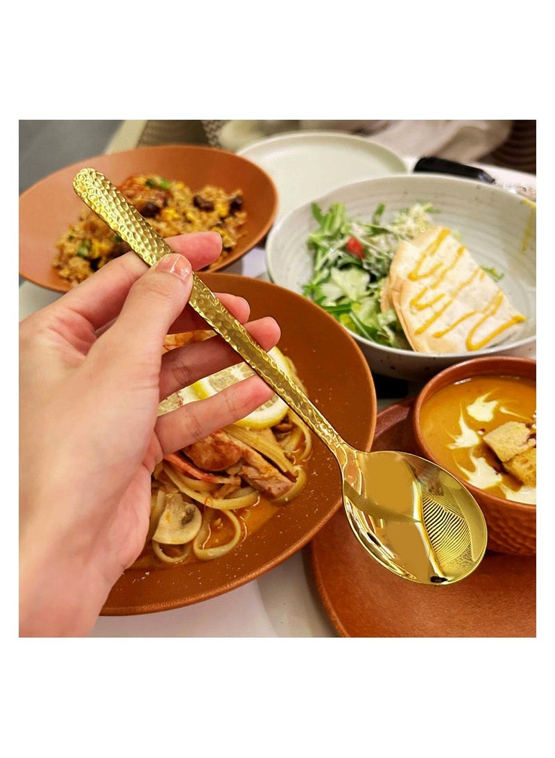 مجموعة ملاعق طاولة ذهبية من 3 قطع بطول 19.3 سم. - Image 5