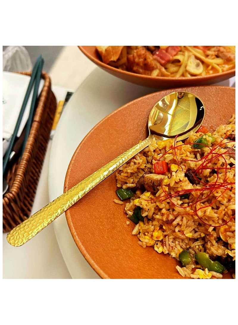 مجموعة ملاعق طاولة ذهبية من 3 قطع بطول 19.3 سم. - Image 4