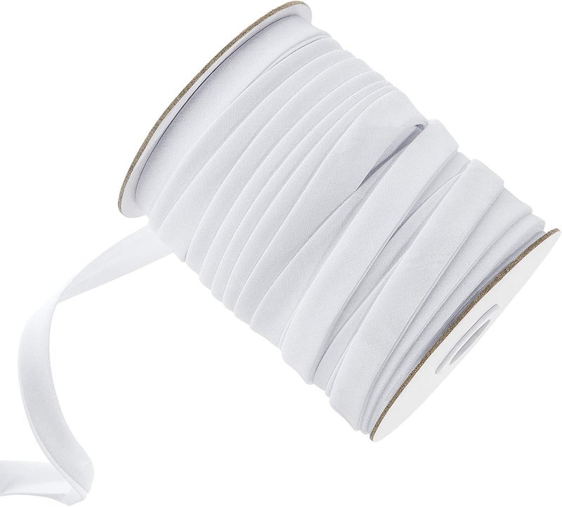 Jetec Double Fold Bias Tape Bias Binding Tape for Sewing, Seaming, Hemming, Piping, Quilting, 1/2 Inch x 50 Yards (White) - Image 1