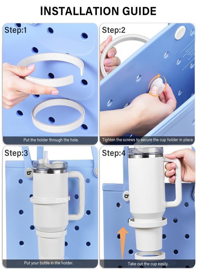LETGO Cup Holder for Bogg Bag - Compatible with Stanley 30oz/40oz Tumblers, Bogg Bag Accessories Insert Hook Carabiner Keychain Holder Charms (New White) - Image 3