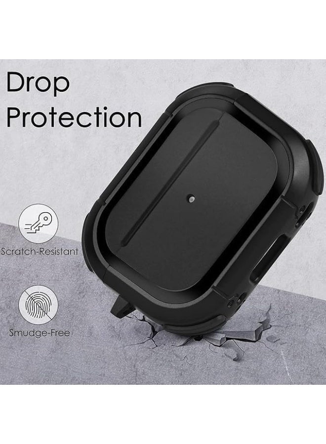 ten.tech AirPods Pro 3 Case Cover, Military TPU Full Body Protective Case Shockproof for Apple AirPod Pro 3nd Generation Wireless Charging Case with Carabiner Designed (Black) - Image 3