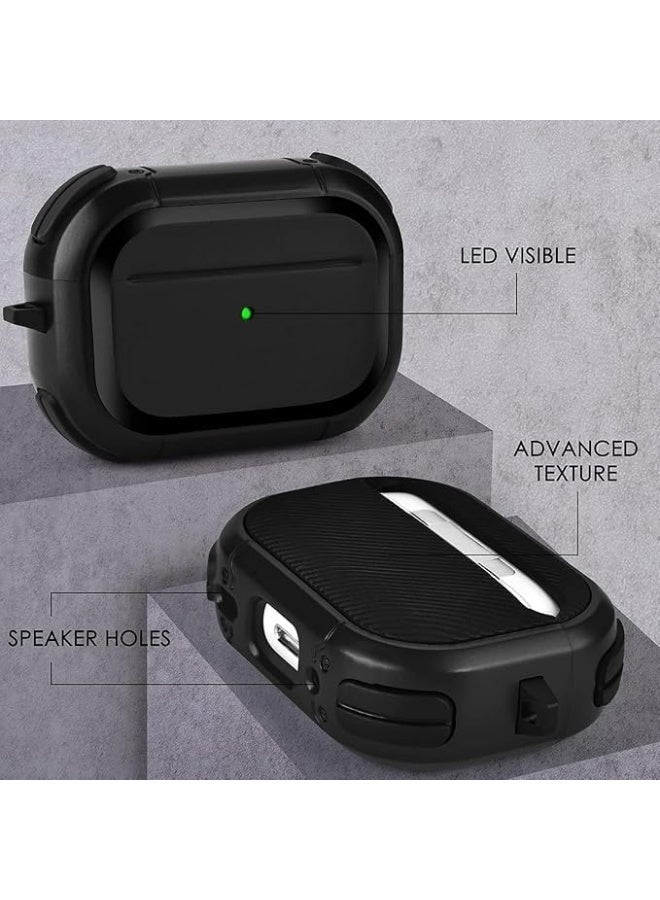 ten.tech AirPods Pro 3 Case Cover, Military TPU Full Body Protective Case Shockproof for Apple AirPod Pro 3nd Generation Wireless Charging Case with Carabiner Designed (Black) - Image 4